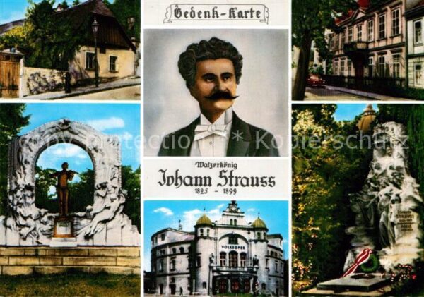 Strauss Johann Gedenkkarte Landhaus Salmannsdorf Volks