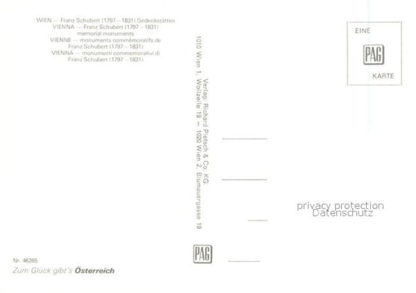 Schubert Franz Wien Geburtshaus Konzerthaus Höldrichsm – Bild 2