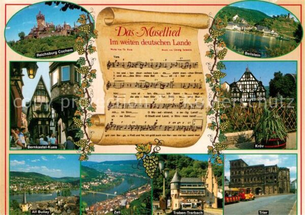 Liederkarte Mosellied Beilstein Kröv Trier Traben-T