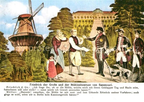 Windmuehle Friedrich der Grosse und Mühlenbesitzer