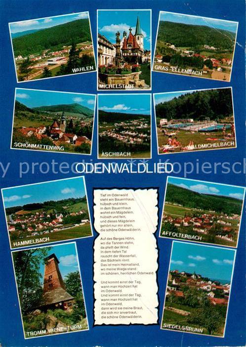 Liederkarte Odenwaldlied Wahlen Aschbach Affolterba