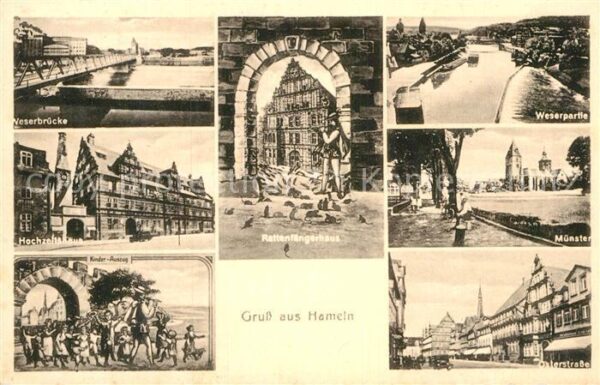 Hameln Weser Weserbrücke Hochzeitshaus Kinder Auszug