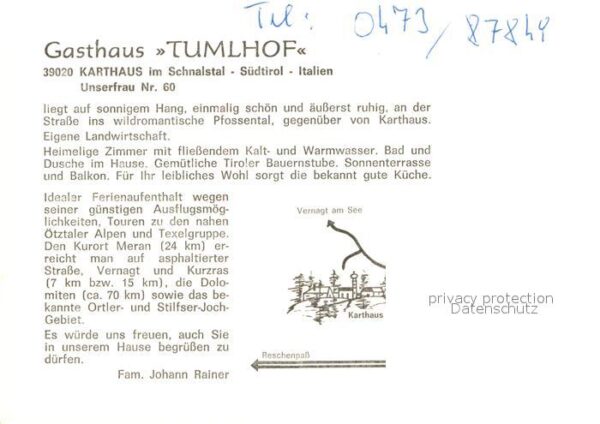 Karthaus Schnalstal Vinschgau Gasthaus Tumlhof – Bild 2