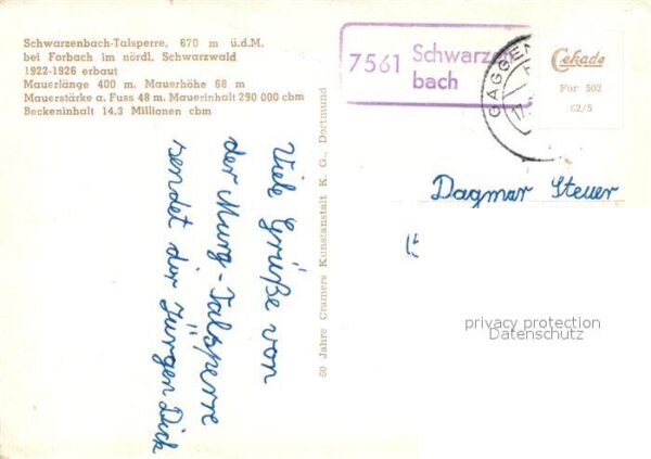 Schwarzenbachtalsperre Staumauer – Bild 2