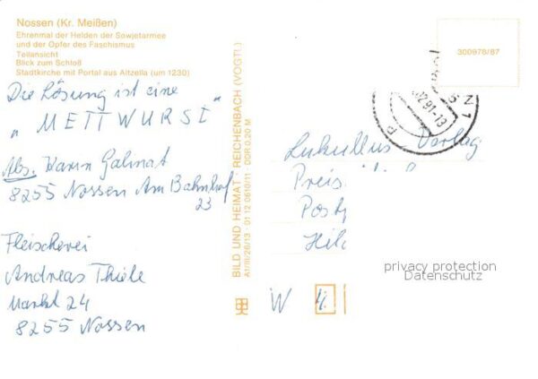Nossen Ehrenmal Teilansicht Schloss Stadtkirch – Bild 2