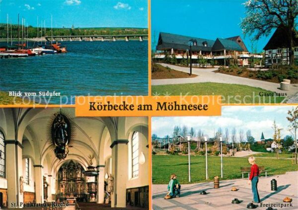 Koerbecke Moehnesee Blick vom Südufer Gästehaus St Pankrati