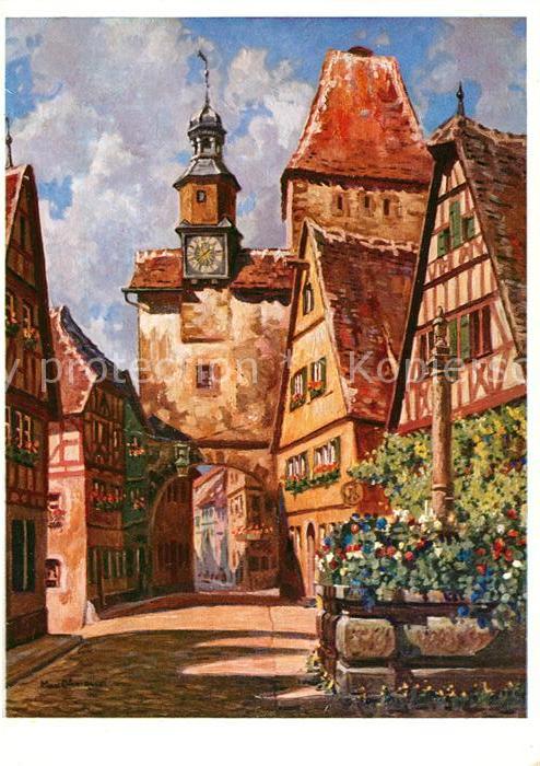Rothenburg Tauber Markusturm Künstlerkarte