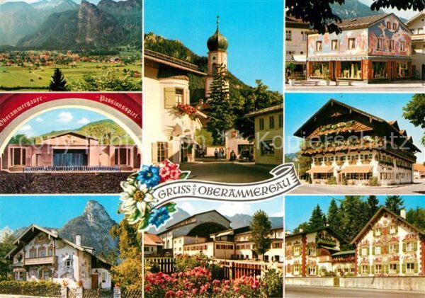 Oberammergau Panorama Passionsspiel Kirche Bemalte H