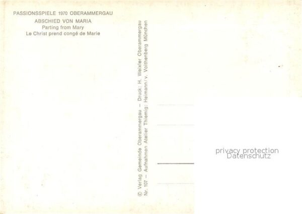 Oberammergau Passionsspiele 1970 Abschied von Maria – Bild 2
