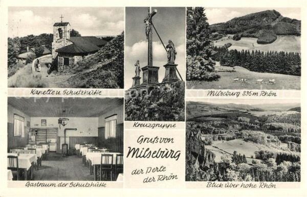 Milseburg Kapelle und Schutzhütte Rhön Gastraum P