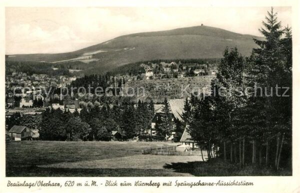 Braunlage Blick zum Wurmberg mit Sprungschanze Au