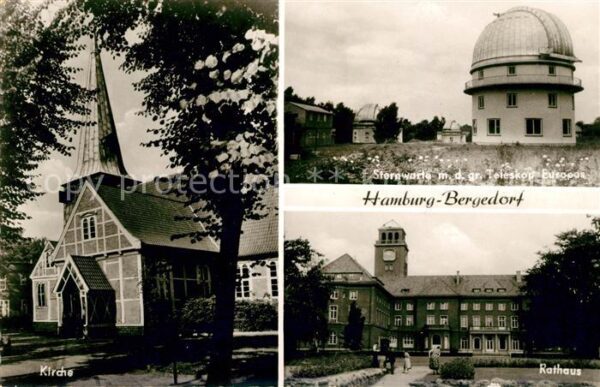 Bergedorf Hamburg Kirche Sternwarte mit Teleskop Rathaus