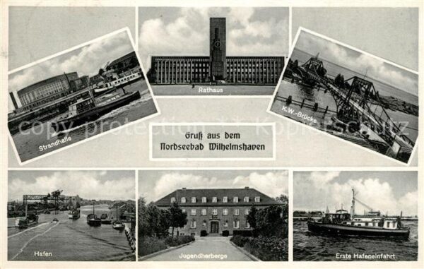 Wilhelmshaven Strandhalle Rathaus KW Brücke Hafen Jug