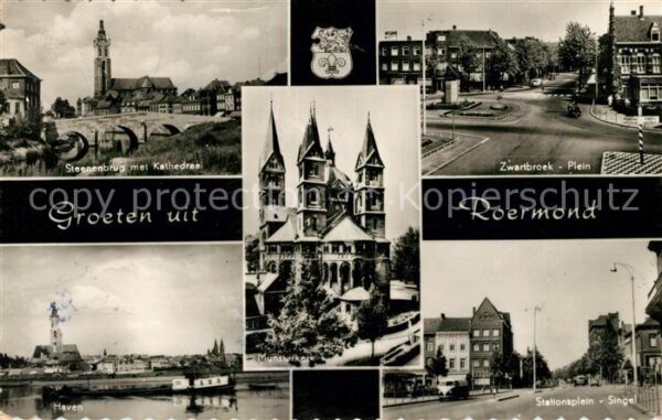 Roermond Steenbrug met Kathedraal Zwartbroek Ple