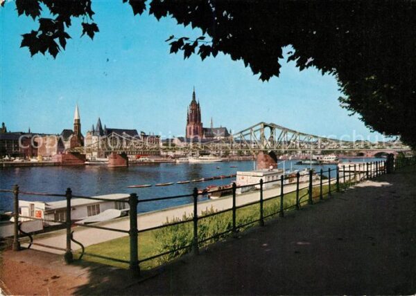 Frankfurt Main Brücke Kirche Mainpartie
