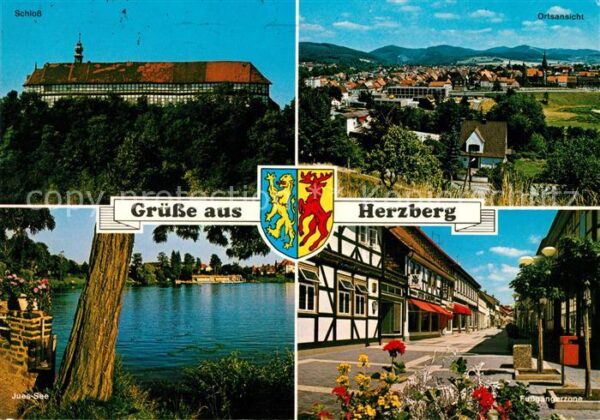 Herzberg Harz Schloss Ortsansicht Jues See Fussgänger