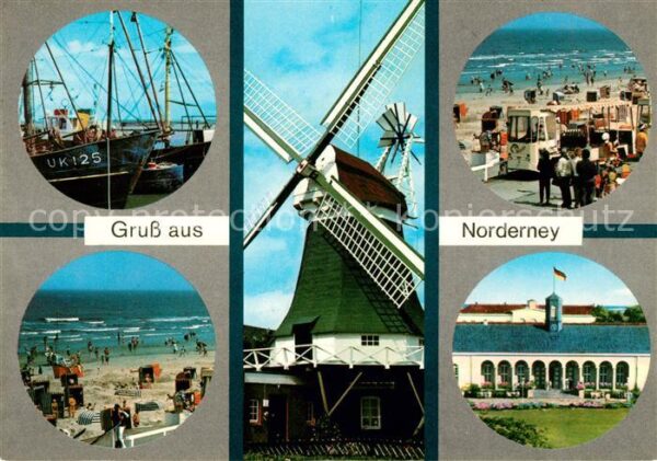Norderney Nordseebad Fischkutter Strand Mühle Promenade Stra