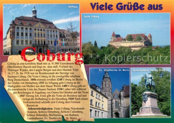 Coburg Rathaus Veste Reiterdenkmal Herzog Erns