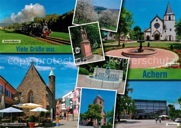 Achern Baden Achertalbahn Rathaus Nikolauskapelle Sa