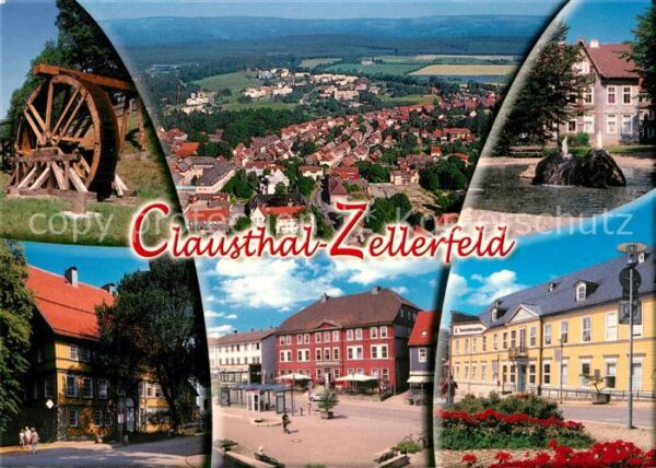 Clausthal-Zellerfeld Mühlrad Rathaus Marktplatz Panorama