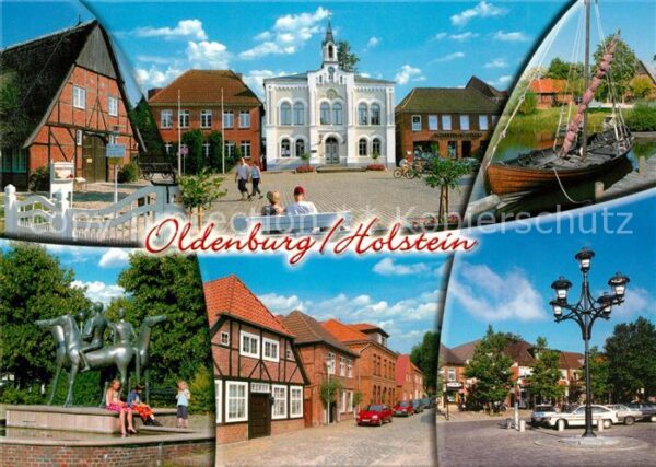 Oldenburg Holstein Reiterdenkmal Brunnen Fischerboot Ratha