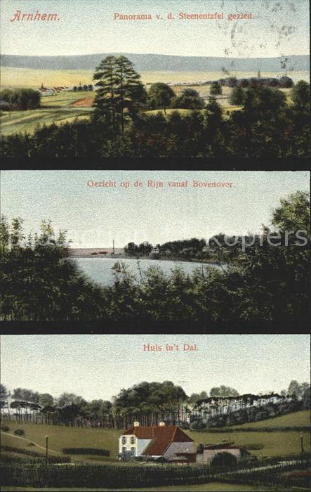 Arnhem Panorama Steenentafel Rijn Bovenover Hu
