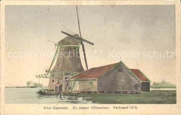 Zaandam De Jasper Oliemolen verbrand 1878 Mühle