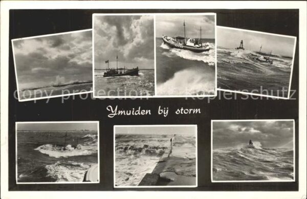 Ijmuiden bij storm Stürmische See Pier Schiff