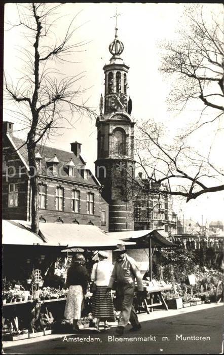 Amsterdam Niederlande Bloemenmarkt Munttoren