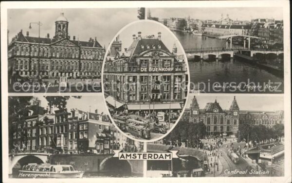 Amsterdam Niederlande Amstel Magere Brug Central Station Pale