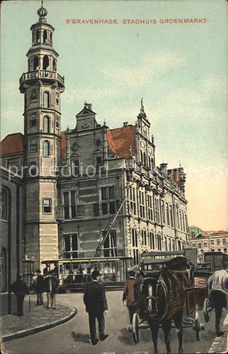 s-Gravenhage Stadhuis Groenmarkt Kutsche Strassenbah