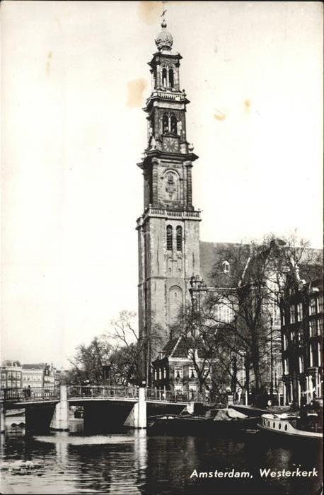 Amsterdam Niederlande Westerkerk Kirche Kanal Brücke