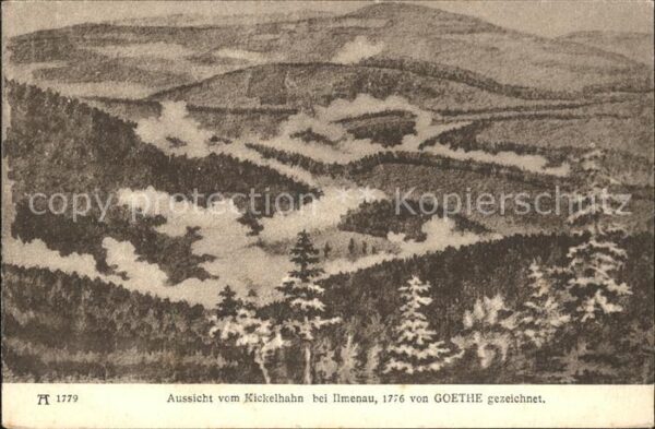 Ilmenau Thueringen Aussicht vom Kickelhahn von Goethe geze
