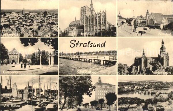 Stralsund Mecklenburg Vorpommern Bahnhof Rathaus Hotel Baltic Hafen Knie