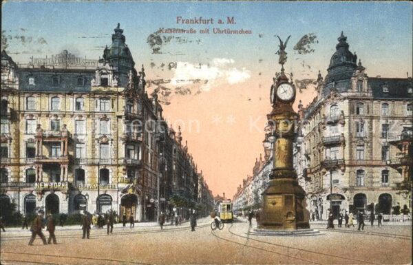 Frankfurt Main Kaiserstrasse mit Uhrtürmchen Strassenb