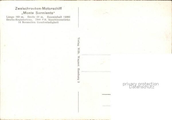 Hamburg Monte Sarmiento Schiff Dampfer – Bild 2
