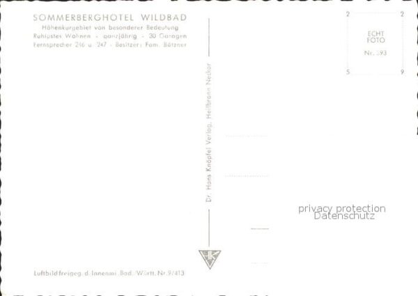 Wildbad Schwarzwald Fliegeraufnahme Sommerberghotel – Bild 2