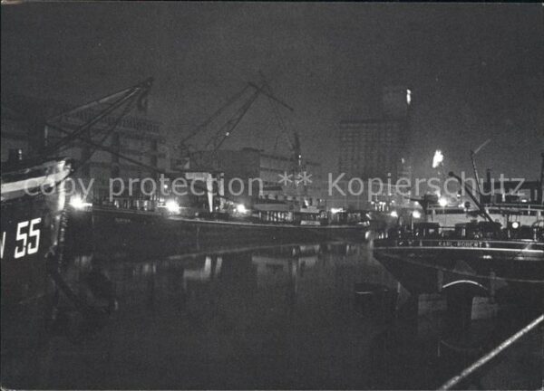 Stuttgart Neckarhafen Schiffe bei Nacht