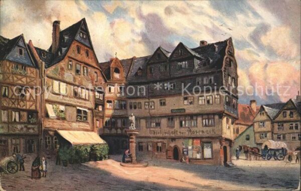 Frankfurt Main Grosse Fischergasse Künstlerkarte F. Be