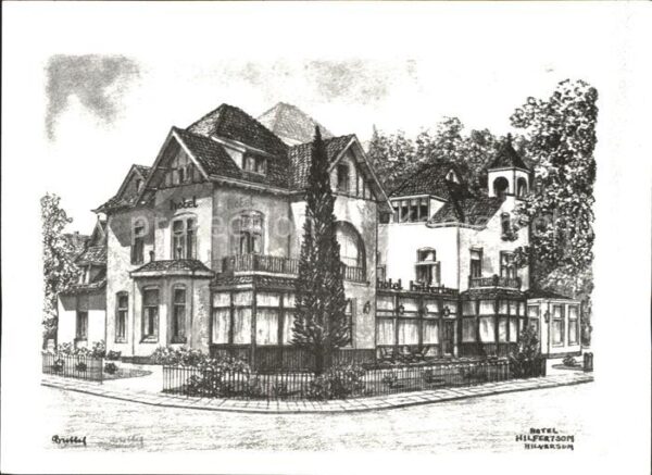 Hilversum Hotel Hilfertsom Zeichnung Künstlerkart