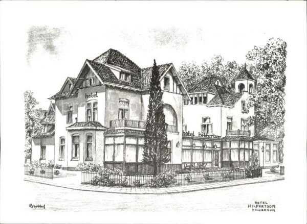 Hilversum Hotel Hilfertsom Zeichnung Künstlerkart