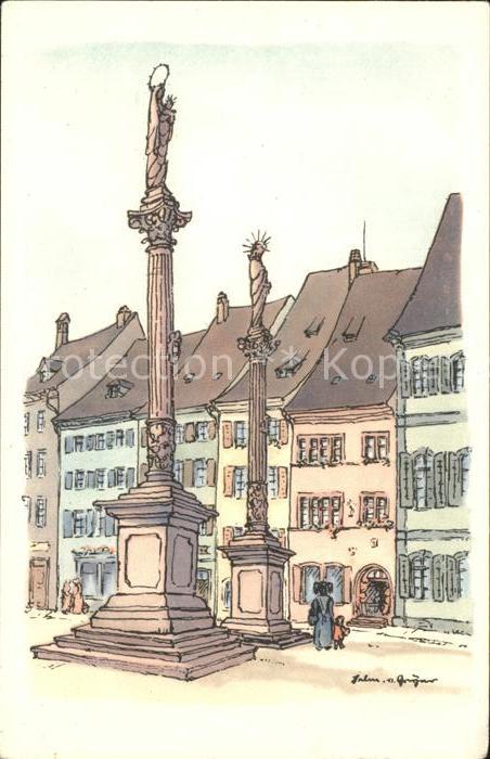 Freiburg Breisgau Am Münsterplatz Zeichnung