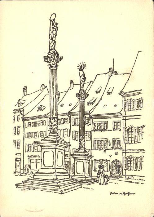 Freiburg Breisgau Am Münsterplatz Zeichnung