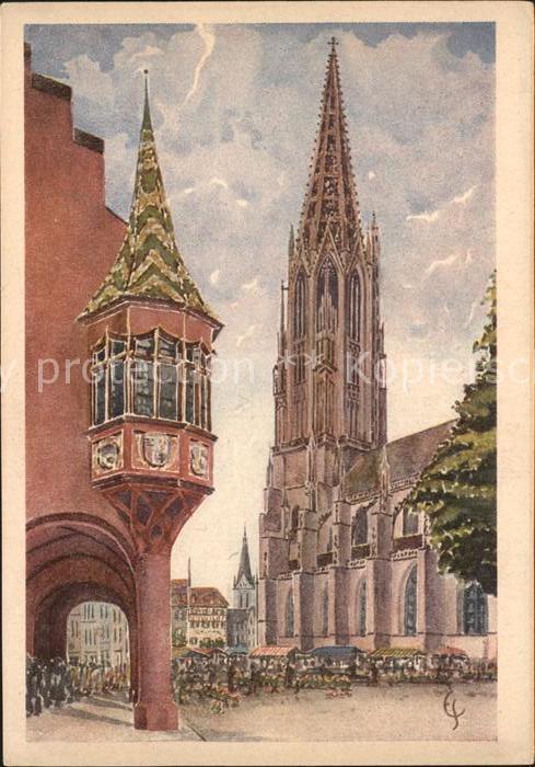 Freiburg Breisgau Münster mit Kaufhauserker