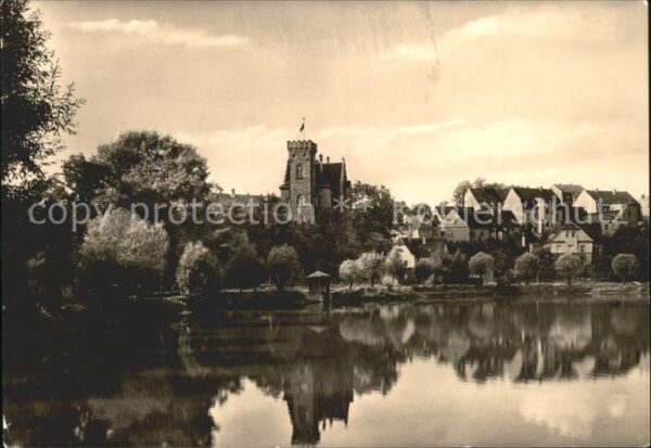 Ronneburg Thueringen Schloss mit Bäderteich