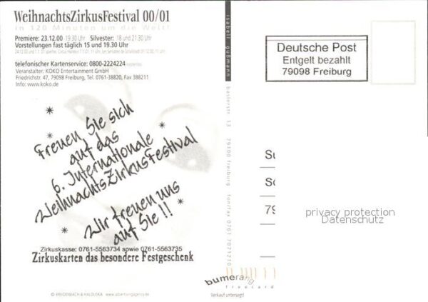 Freiburg Breisgau Plakat Weihnachts Zirkus Festival – Bild 2