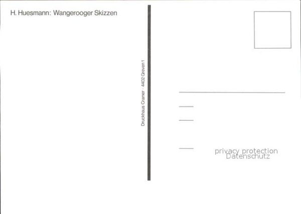 Wangerooge Nordseebad Künstlerkarte H. Huesmann Skizze Am Caf – Bild 2