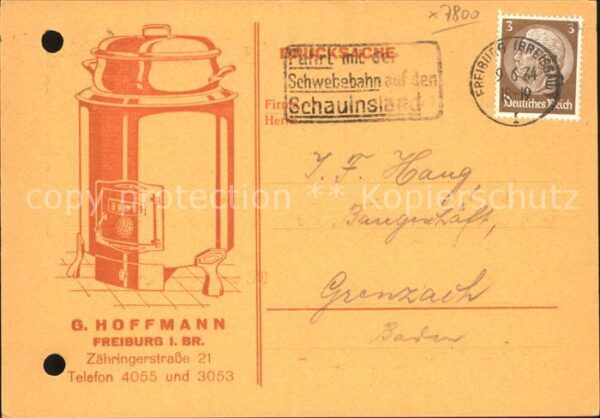 Freiburg Breisgau Versandkarte der Fa Hoffmann