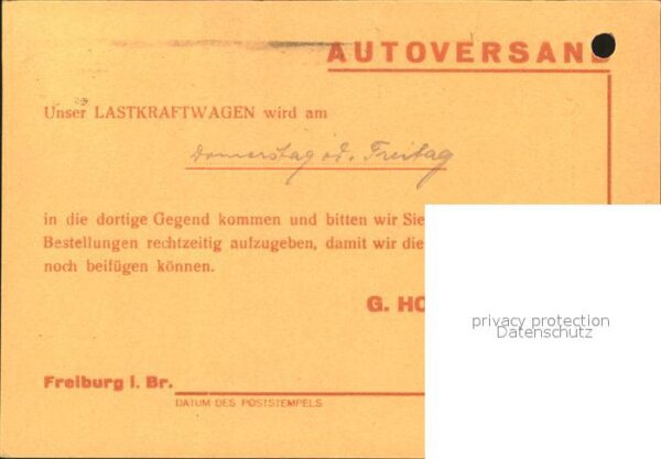 Freiburg Breisgau Versandkarte der Fa Hoffmann – Bild 2
