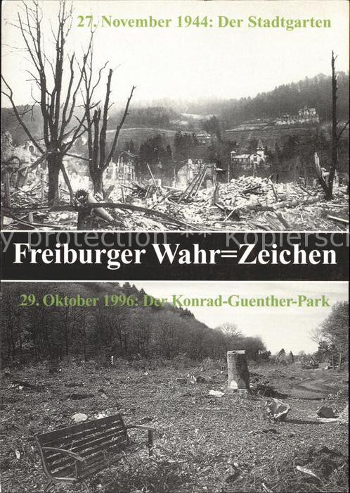Freiburg Breisgau 1944 Stadtgarten zerstört bei Bombenang